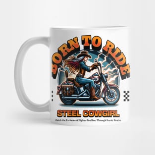 Steel Cowgirl Born to Ride - Bold Western Design Mug